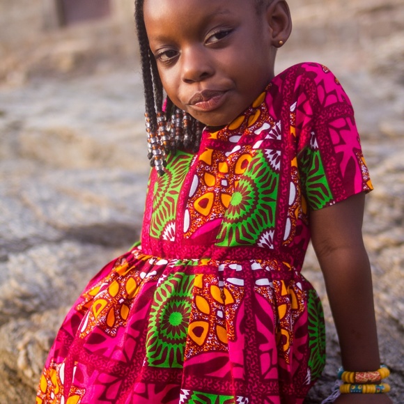 Pink African Ankara Girl Dress - Picture 6 of 6
